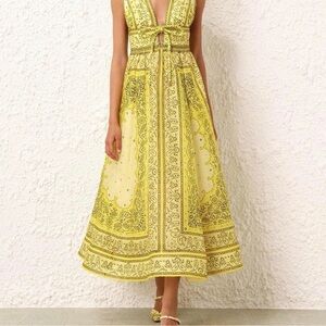 Designer Yellow Matchmaker Sleeveless Bow Maxi Dress